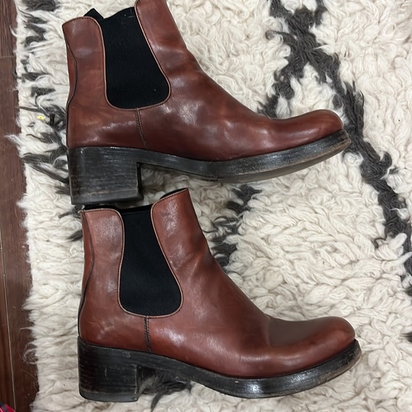 Vintage brown PRADA platform leather Y2K booties 37.5 boots - Picture 5 of 7